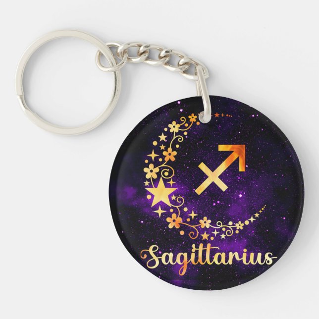 Sagittarius Stellar Arrow - The Cosmic Archer Keychain (Front)