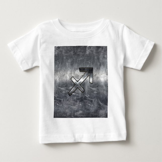 Sagittarius Symbol Grunge Distressed Steel Style Baby T-Shirt (Front)