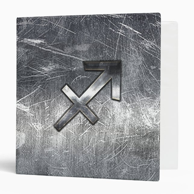 Sagittarius Symbol Grunge Distressed Steel Style Binder (Front/Inside)