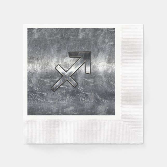 Sagittarius Symbol Grunge Distressed Steel Style Napkins (Front)