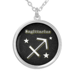 Sagittarius symbol silver plated necklace