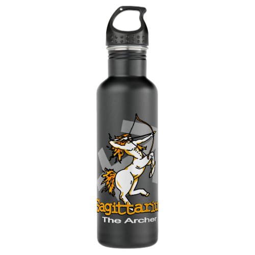 Sagittarius The Archer grey  orange drinks bottle