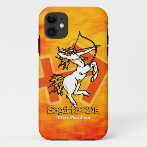 Sagittarius The Archer zodiac fire orange iPhone 11 Case