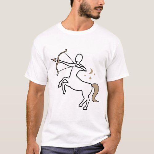 Sagittarius the archer zodiac star sign black gold T_Shirt