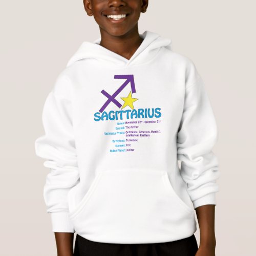 Sagittarius Traits Kids Hooded Sweatshirt