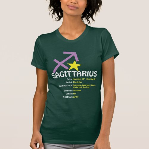 Sagittarius Traits Ladies Dark Petite T_Shirt