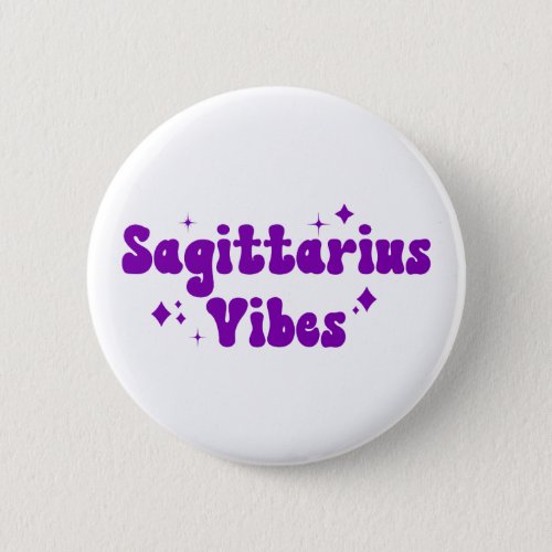 Sagittarius Vibes Zodiac Astrology Purple Stars Button