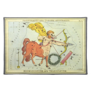 Sagittarius, Vintage Constellation Urania's Mirror Cloth Placemat