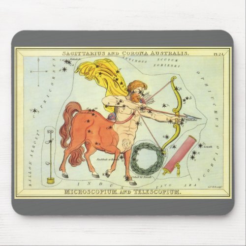 Sagittarius Vintage Constellation Uranias Mirror Mouse Pad