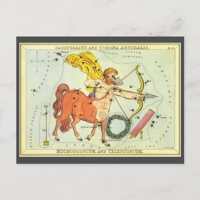 Sagittarius, Vintage Constellation Urania's Mirror Postcard (Front)