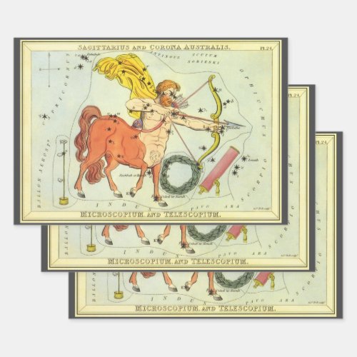 Sagittarius Vintage Constellation Uranias Mirror Wrapping Paper Sheets