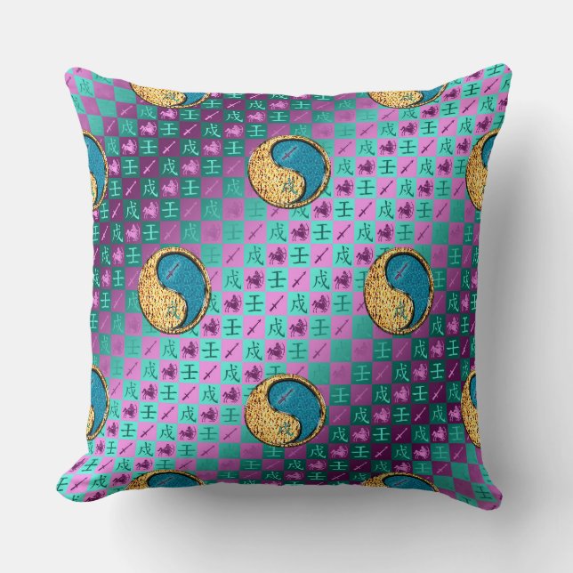 Sagittarius & Water Dog Throw Pillow (Front)