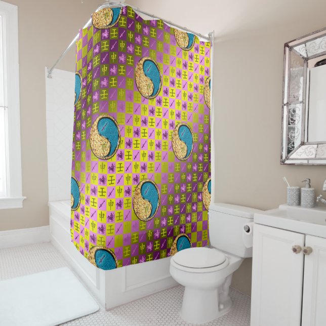 Sagittarius & Water Monkey Shower Curtain (In Situ)