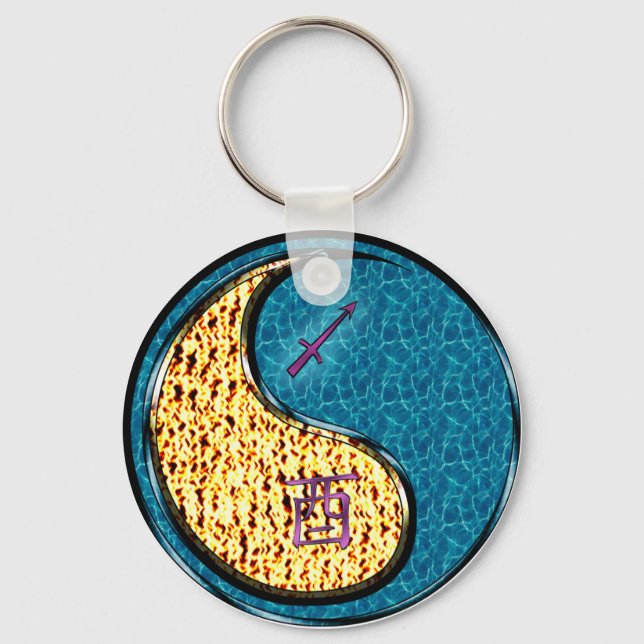 Sagittarius & Water Rooster Keychain (Front)