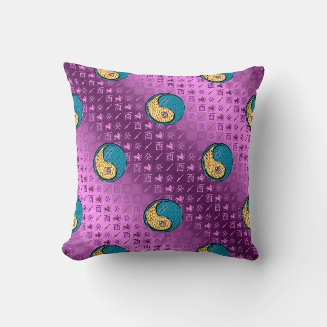Sagittarius & Water Rooster Throw Pillow (Front)