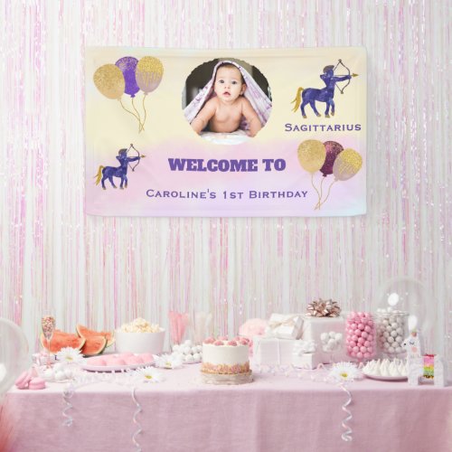 Sagittarius Watercolor 1st Birthday | Photo Sign