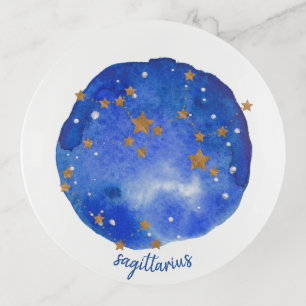 Sagittarius Watercolor Night Constellation Zodiac Trinket Tray