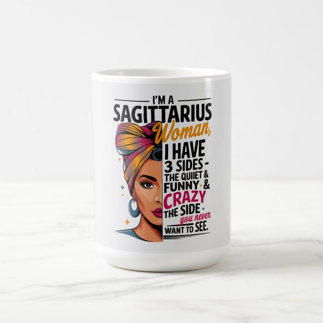 Sagittarius Woman with Three Sides Funny Gift  Coffee Mug (Center)