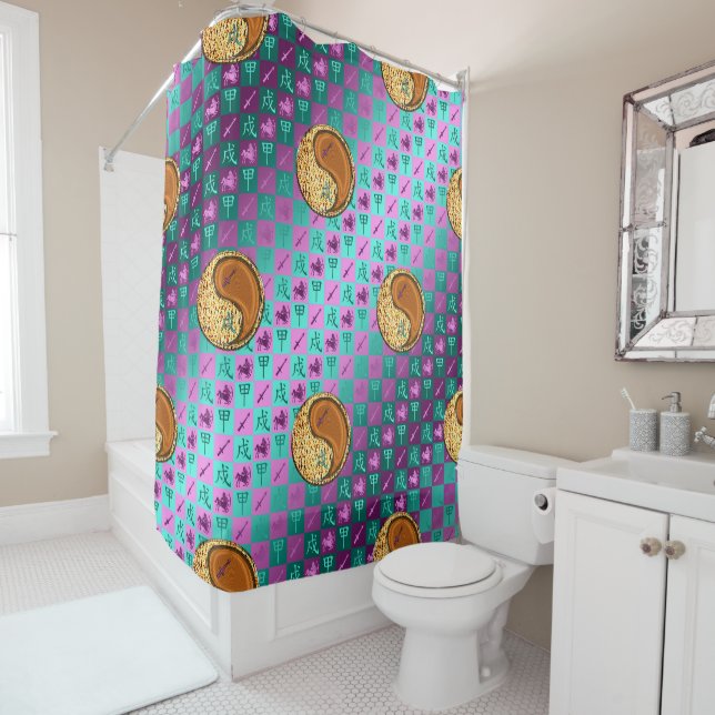 Sagittarius & Wood Dog Shower Curtain (In Situ)