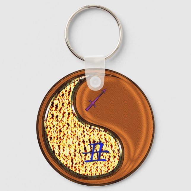 Sagittarius & Wood Ox Keychain (Front)