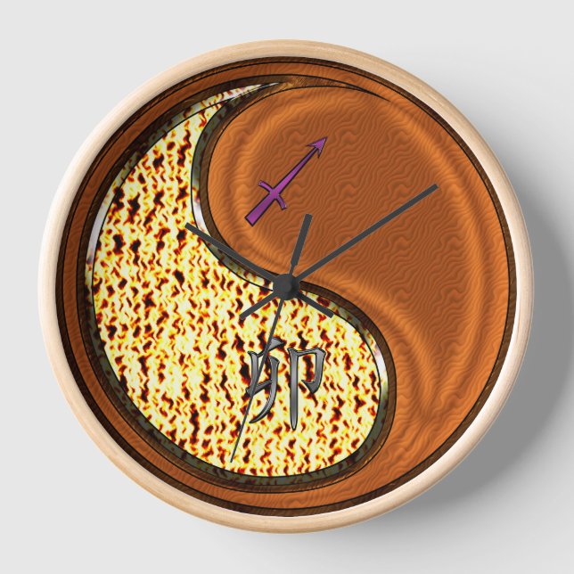 Sagittarius & Wood Rabbit Clock (Front)