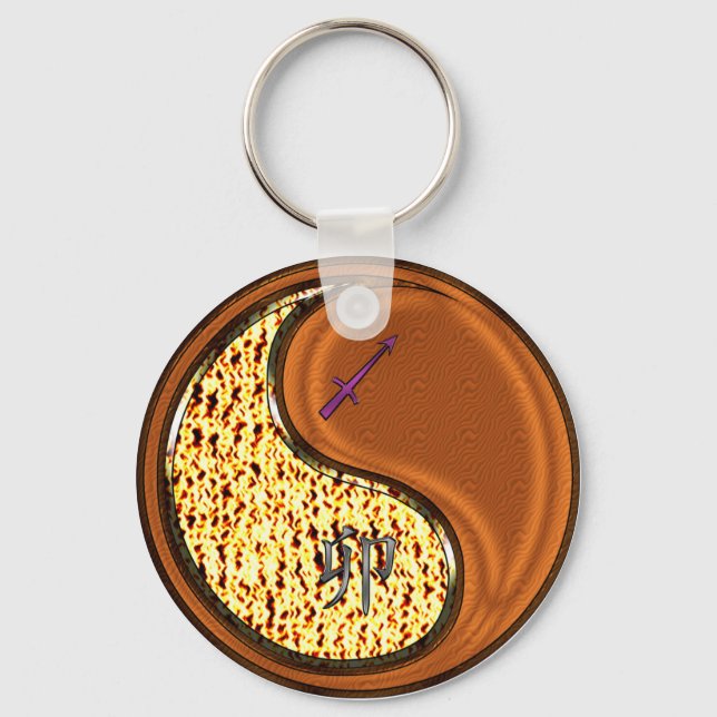 Sagittarius & Wood Rabbit Keychain (Front)