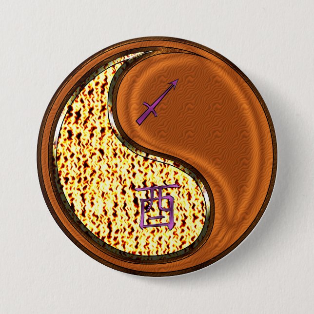 Sagittarius & Wood Rooster Button (Front)