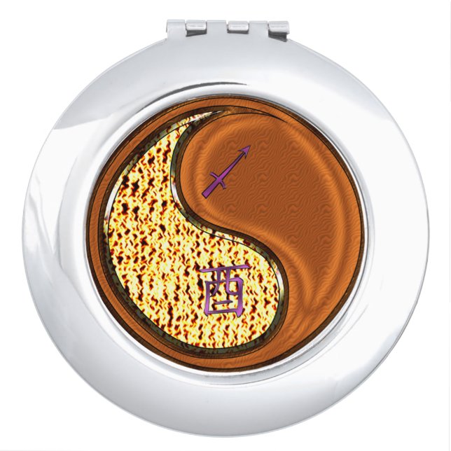 Sagittarius & Wood Rooster Compact Mirror (Front)