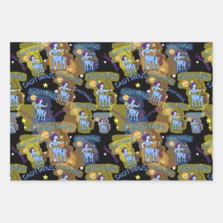 Sagittarius Wrapping Paper Flat Sheet Set of 3