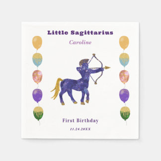 Sagittarius Zodiac 1st Birthday Balloons Artistic Napkins