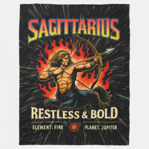Sagittarius Zodiac 80's Rock Band Inspired Fleece Blanket