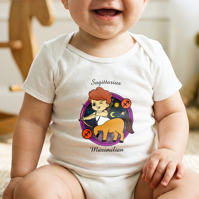 Sagittarius Zodiac Astrology Cartoon Horoscope Baby Bodysuit (Creator Uploaded)