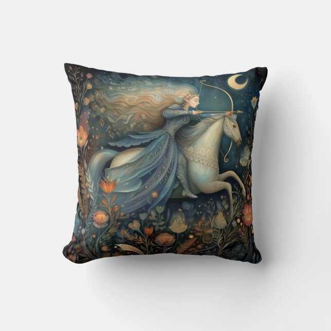 Sagittarius Zodiac Astrology Celestial Birthday Throw Pillow (Front)