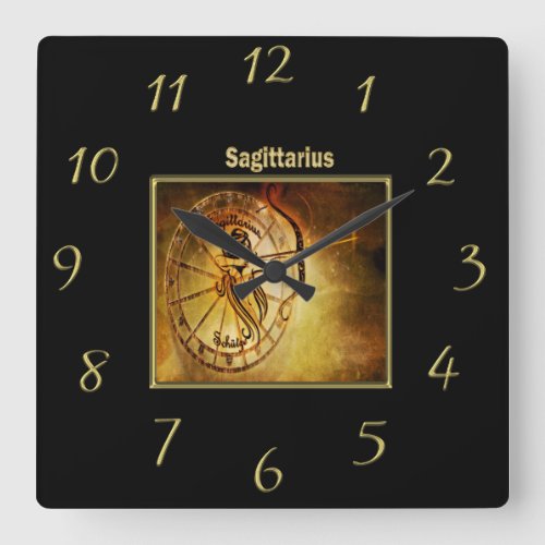 Sagittarius  Zodiac Astrology design Horoscope Square Wall Clock