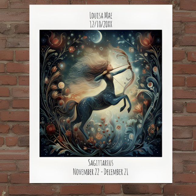 Sagittarius Zodiac Astrology Name & Birthday Poster (Creator Uploaded)