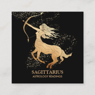*~* SAGITTARIUS Zodiac Astrology Readings on Black Square Business Card