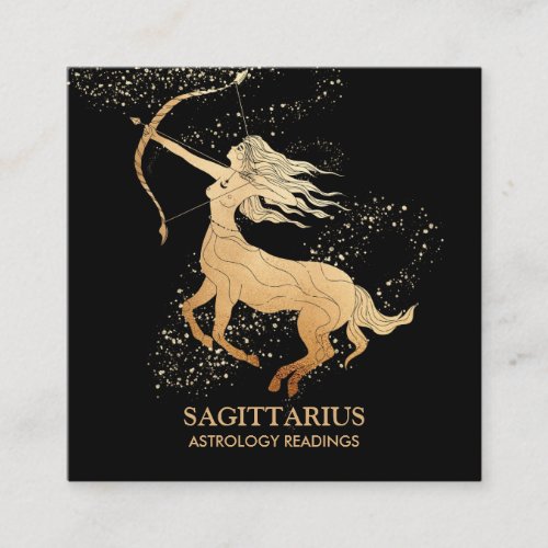  SAGITTARIUS Zodiac Astrology Readings on Black Square Business Card