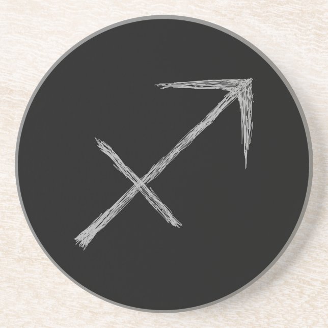 Sagittarius. Zodiac Astrology Sign. Black. Drink Coaster (Front)