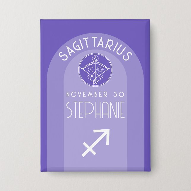 Sagittarius Zodiac Astrology Sign Photo Birthdate Button (Front)