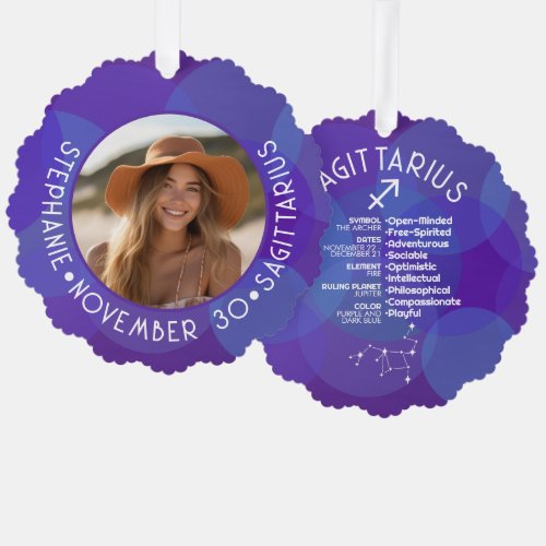 Sagittarius Zodiac Astrology Sign Photo Birthdate Ornament Card