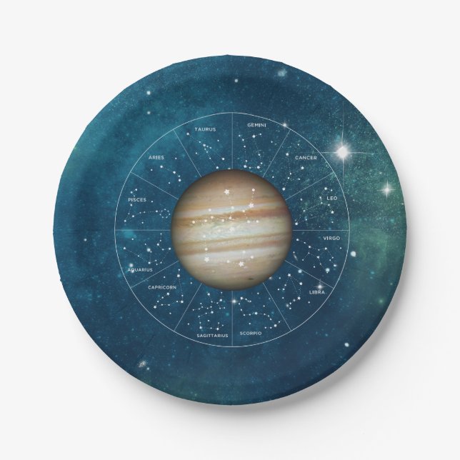 Sagittarius Zodiac Astrology Sign - Planet Jupiter Paper Plates (Front)