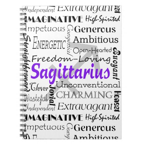 Sagittarius Zodiac Astrology Traits Collage Notebook