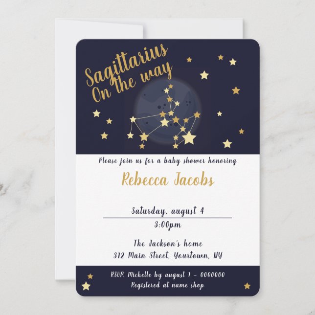 Sagittarius zodiac Baby Shower Invitation (Front)