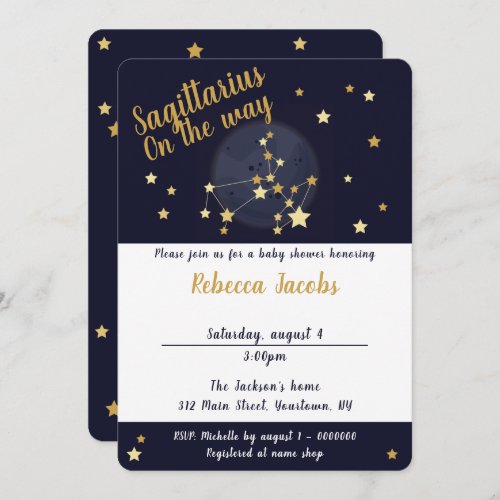 Sagittarius zodiac Baby Shower Invitation