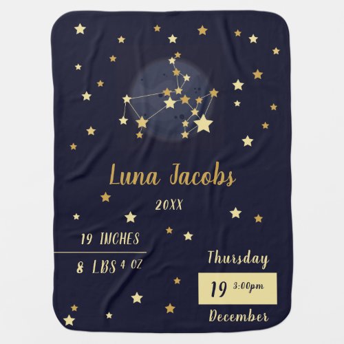 Sagittarius zodiac birth stats baby blanket