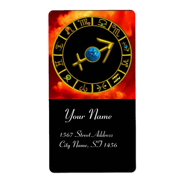 SAGITTARIUS ZODIAC BIRTHDAY JEWEL Astrology Chart Label (Front)