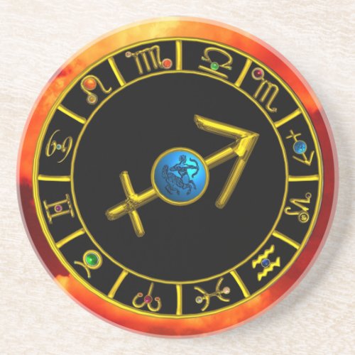 SAGITTARIUS ZODIAC BIRTHDAY JEWEL Astrology Chart Sandstone Coaster