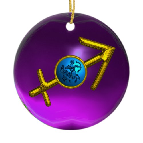 SAGITTARIUS ZODIAC BIRTHDAY JEWEL Blue Purple Gem Ceramic Ornament