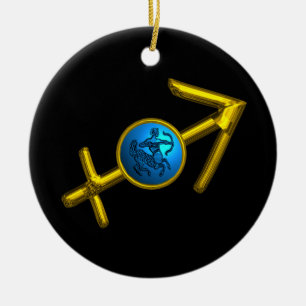 SAGITTARIUS ZODIAC BIRTHDAY JEWEL Blue Turquoise Ceramic Ornament