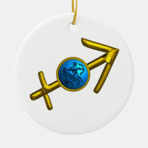 SAGITTARIUS ZODIAC BIRTHDAY JEWEL Blue Turquoise Ceramic Ornament